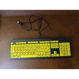 EZ Eyes™ USB Wired KEYBOARD Model KL-306B - Black on‎ Yellow - Large Print #1257